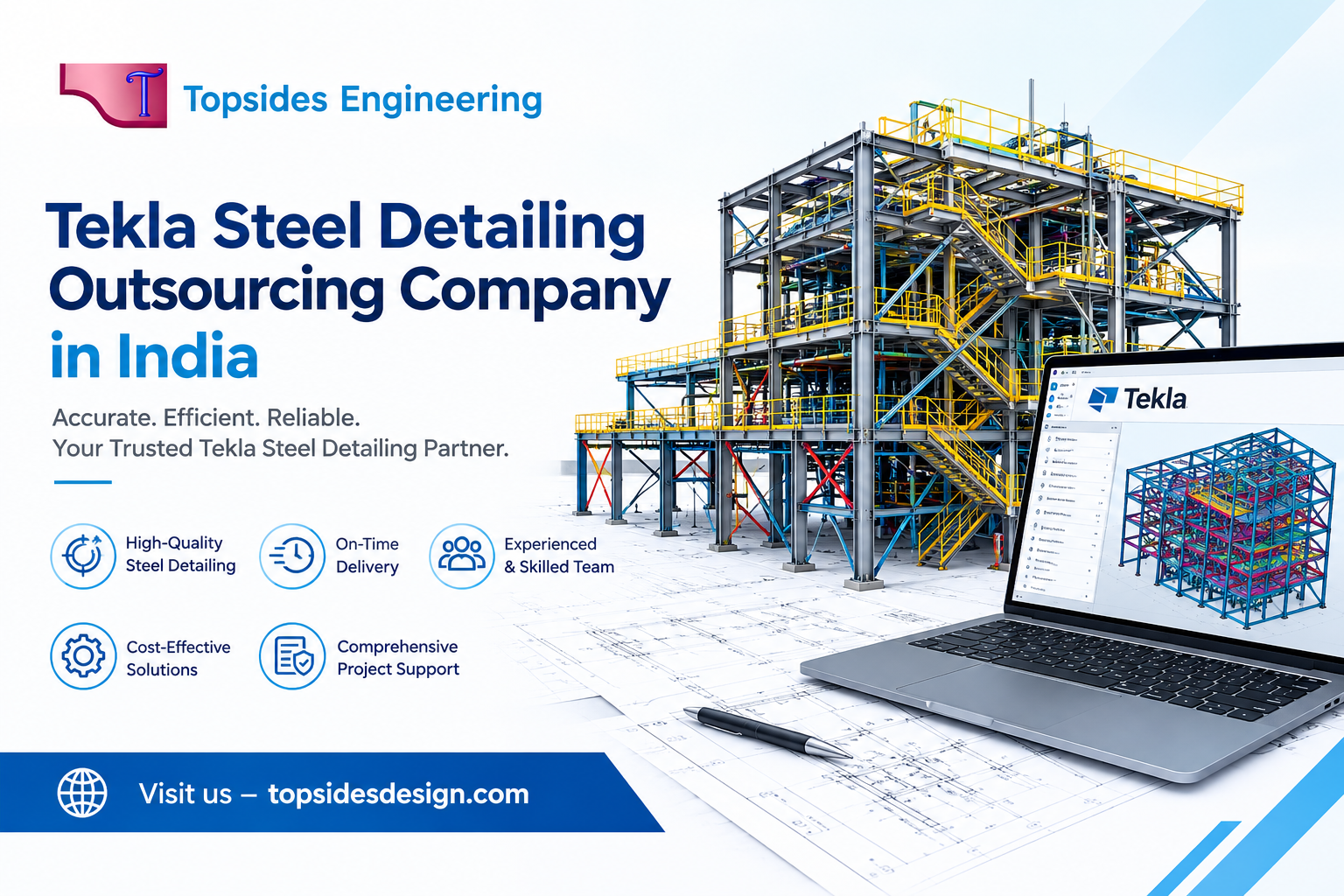 How a Tekla Steel Detailing Outsourcing Company in India Manages Large Workloads